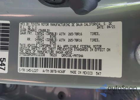 2021 Toyota Tacoma Trd Off-Road from USA, damaged, VIN 3TMDZ5BN3MM112338